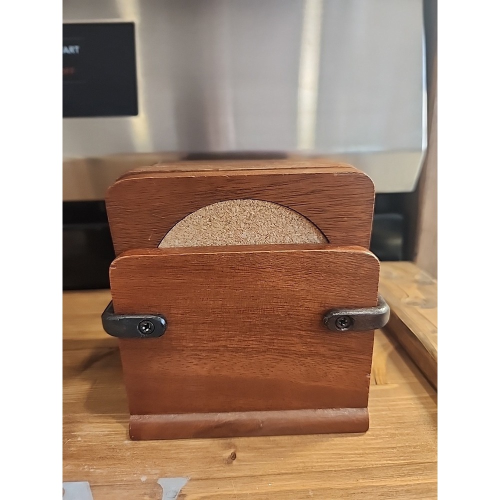 Made In THAILAND-6 Wooden Coaster Set Square Holder